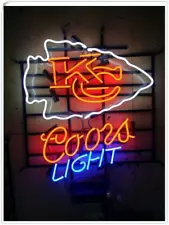 Neon Sign Lamp Light For Coors Light Beer 20"x16" Kansas City Chiefs Team Sport