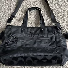 Coach Black Signature Nylon Diaper Bag Tote