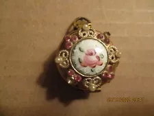 Vintage Coro Floral Enameled Brooch/Locket for Pictures (SALE)