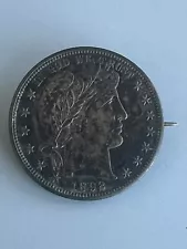 1892 S Barber Half Dollar Pin Brooch (lot# D1)