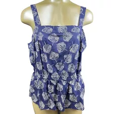 womens dip large white blue floral sleeveless cotton strappy top summer spring