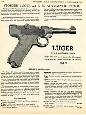 1970 Print Ad of Stoeger Luger 22 STLR-4 STLL-4 Automatic Pistol