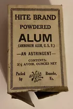 VTG Hite Brand Powdered Alum Astringent Packed By S.P. Hite Co Roanoke VA