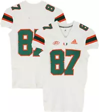 Miami Hurricanes Team-Issued #87 White Jersey from the Football Program Size L