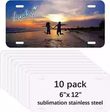 10 Pieces ALUMINUM LICENSE PLATE SUBLIMATION BLANKS 6"x 12" / NEW BEST QUALITY