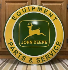 John Deere Metal Sign Parts Service Equipment Vintage Style Tractor Wall Decor