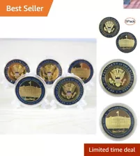 5-Pack Gold Plated Trump Challenge Coins in Protective Cases for Collectors