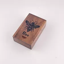 Small Wooden Box For Storing Jewelry And Personal Items With Bee Engrave Design.