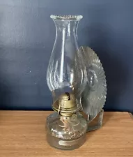 Antique Eagle American Antique Oil Kerosene Hurricane Lamp With Wall Mount