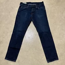 ABERCROMBIE & FITCH The Skinny Mid Rise Button Fly Blue Jeans Mens Sz W 32 L 30