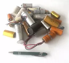 Bag of 28 Vintage, High-voltage, Electrolytic Capacitors (used & NOS)