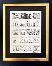 Charles Schulz + Signed Vintage 1968 Peanuts Snoopy Cartoon + New Golden Frame