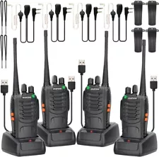 Long Range Walkie Talkie 4 Set 50 Mile Two Way Radio Charge Headset Waterproof