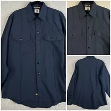 Workrite Shirt Mens 44/OL Blue Snap Uniform Nomex Pockets Long Sleeve