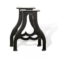 Pair of Finished Heart Industrial Machine Cast Iron Table Legs