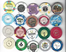 New Listing#4, 20 DIFFERENT CASINO CHIPS FROM CASINOS AROUND THE USA-VARIOUS DENOMINATIONS!