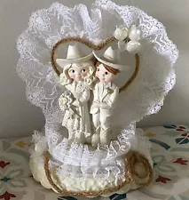 VTG Wilton 1985 Cowboy Bride & Groom Cake Or Table Topper Decor 201-1814