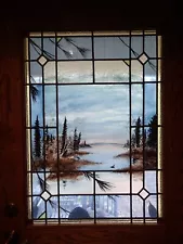 One Of A Kind Custom Stained &Fired Painted Glass Nature Entry Door