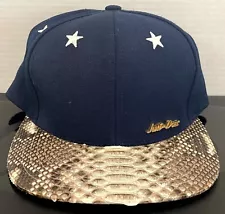 JUST DON C MITCHELL & NESS STRAPBACK HAT CAP NAVY BLUE WHITE SNAKESKIN (#H2