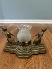 Antique Art Nouveau Lamp Nude Figures Electric Light