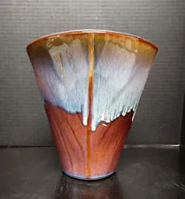 Mid Century Modern Artist Signed Vintage Glazed Pottery Vase