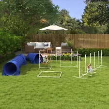 7 Pieces Dog Agility Training Equipment w/ Tunnels, Weave Poles