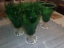 7 Vintage Anchor Hocking Green Goblets Glasses Boopie BubbleFoot