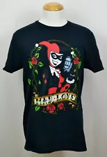 Harley Quinn T-shirt DC Comics Mad Love Tattoo Graphic Tee Cotton Black NWT