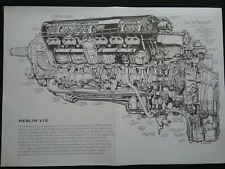 ROLLS ROYCE MERLIN V12 ENGINE , CUTAWAY PICTURE , USED BY SPITFIRE & HURRICANE