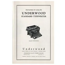 Underwood No.6 Standard Typewriter Instruction Manual Antique Vtg User 11 12 E