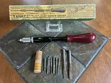 Yankee No.30A Screwdriver With 2 Flat Head Bits & 7 Drill Bits In Original Box