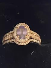 3/4 Carat TW, 14K W Gold, Zoisite (var. Tanzanite) Disney Ariel Engagement Ring