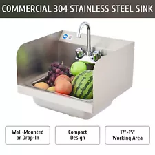 Secondhand Commercial Utility Sink Stainless Steel Basin Hand Wash Side Splash