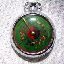 FINE 8 NAMED HORSE RACING POCKET WATCH SIZE VINTAGE MECHANICAL GAMBLING DEVICE