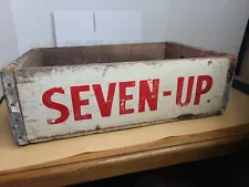 Vintage Wooden Soda Crate Seven Up 7-Up Fresh Up Advertising ￼Wood Box