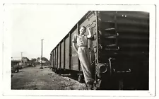 Vintage Old 1940s Photo of Teenage Boy Hanging on TRAIN Car in Virginia