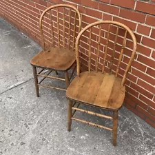 Bentwood Chair Pair Handmade Solid Wood Matching Set Dining Kitchen