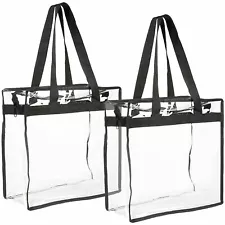 2x Stadium Approved Clear Tote Bags with Handles for Beach, Concerts, 12x6x12"