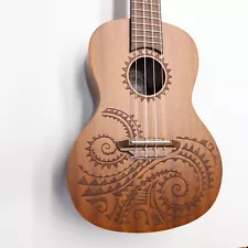 LUNA Mahogany Tattoo Concert Ukulele with Gig Bag and Head Stock Tuner