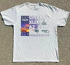 Super Bowl XLIX Ticket 2015 New England Patriots T Shirt Majestic Mens Size L