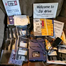 Iomega Zip 100 External Parallel Port Disk External Drive Z100P2 13 Disc Install