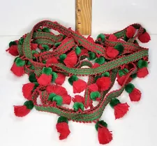 Trim Fabric Fringe 7' Sewing Red Green Christmas Tassels Vintage 70’s Bohemian