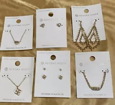 Estate Sale Kendra Scott Jewelry Lot 3 Necklaces 3 Earrings 14k Gold Over Brass