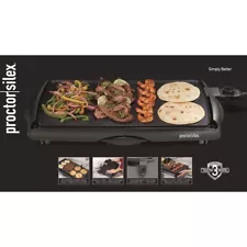 Proctor Silex 38513PS Electric Griddle Black Plastic Nonstick Surface 200 sq in