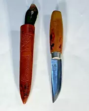 Tough FM Mattsson Mora Sweden Ca 1930s-1940s Knife SMALLEST SIZE 4/0 W/Sheath Ex