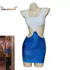 Movie Pretty Woman Costume Vivian Dress Metal Oring Blue Tie-Dye Cutout Dress Vi