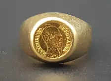 Unisex 60s 18ct Gold Emp. Maximilliano Mexican Coin Pinkie/Dress Ring Q/8½ 11g