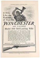 Antique c1910 Ad for Winchester Model 1910 Rifle - Hammer of Thor