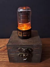 Old Antique Radio Lighted Vacuum Tube - Novelty Valve Night Light Wood Desk Lamp