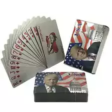 Waterproof Plastic Playing Cards Color Silver Foil Donald Trump Poker Deck Game